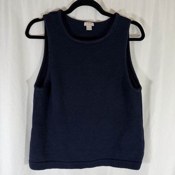 J. Crew Sweaters - J. Crew Vest Women's Large Blue Knit Sleeveless Round Neck Cotton Blend